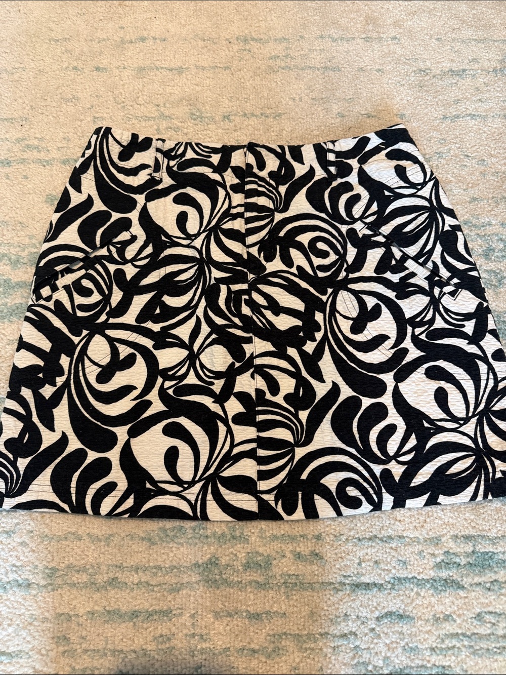 Nine West Black and White Abstract A-Line Skirt